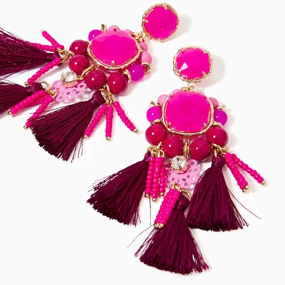 NWOT Lilly Pulitzer Waterside Earrings Amarena Cherry Beaded Earrings - Picture 2 of 7